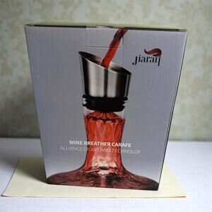 Jiaran Wine Breather Carafe Aerator Decanter Glass Stainless Steel Pour Spout